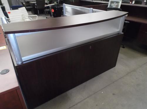 USED RECEPTION DESK WITH PLEXIGLASS