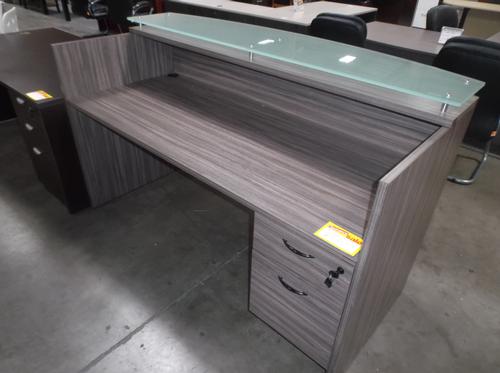 USED RECEPTION DESK W/GLASS TOP