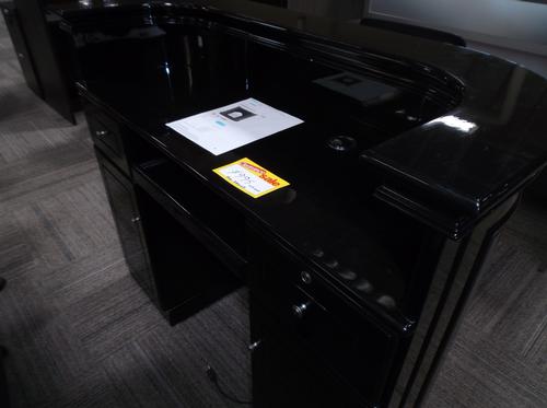 USED WOOD VENEER RECEPTION DESK W/LIGHT