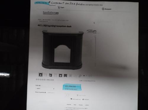 USED WOOD VENEER RECEPTION DESK W/LIGHT